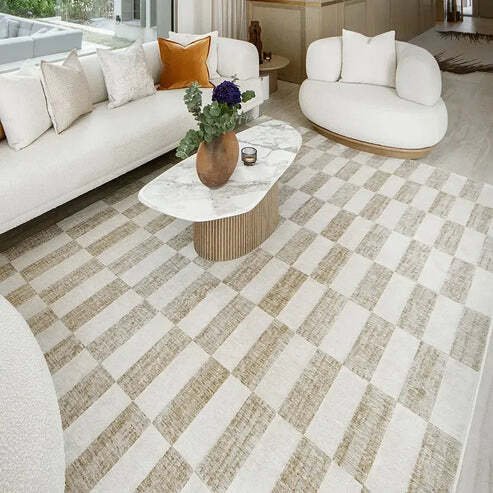 Textured Rectangle Checkerboard Carpet