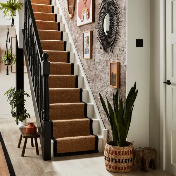Herringbone Jute Border Stair Carpet