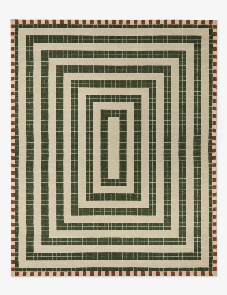 Geometric tile pattern outdoor rug