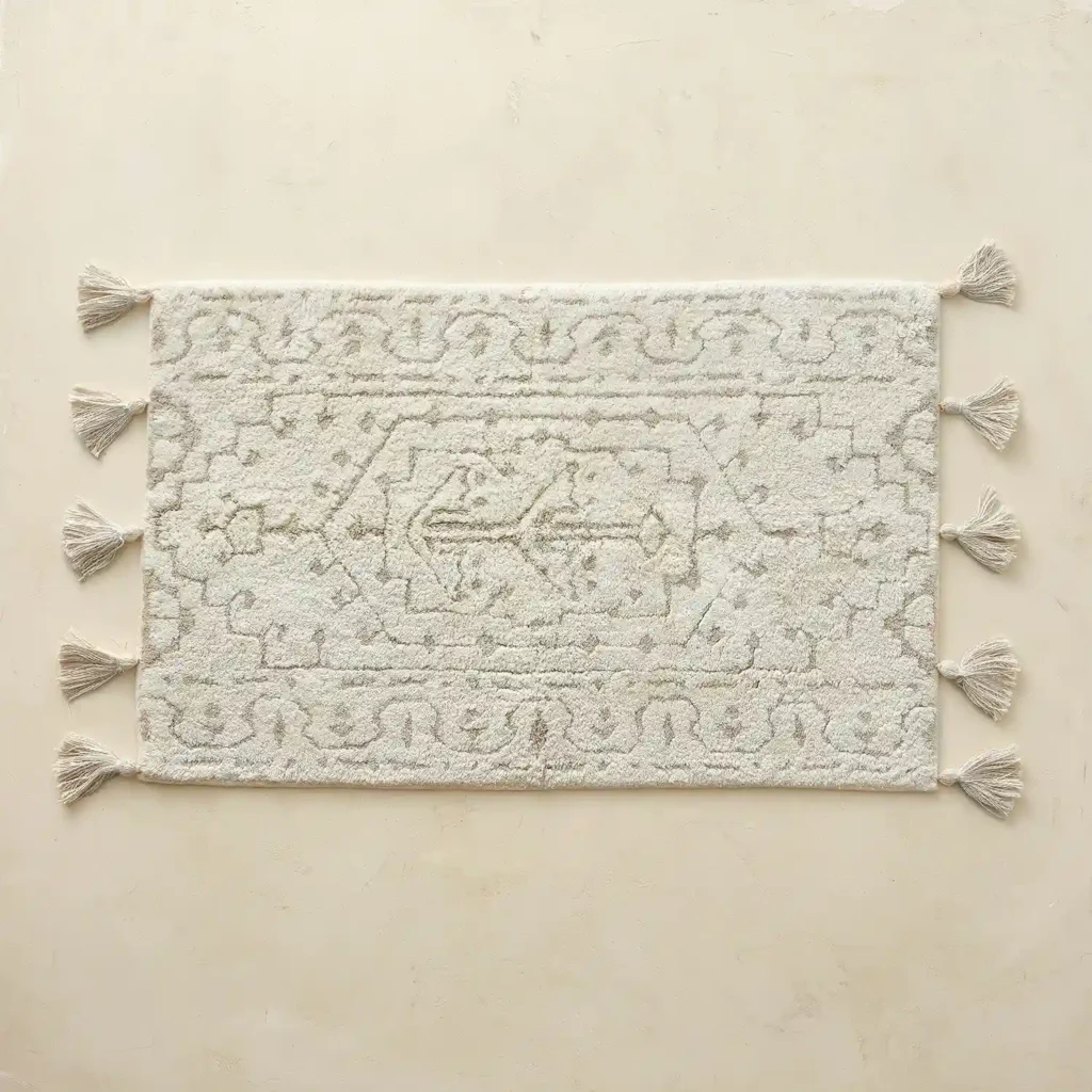 Plush Arden Pearl cotton rug for bathroom floors