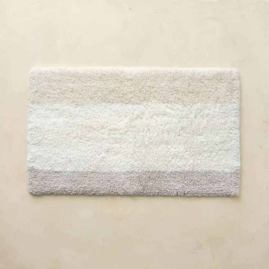Riley Swan striped rug for modern bathroom floors