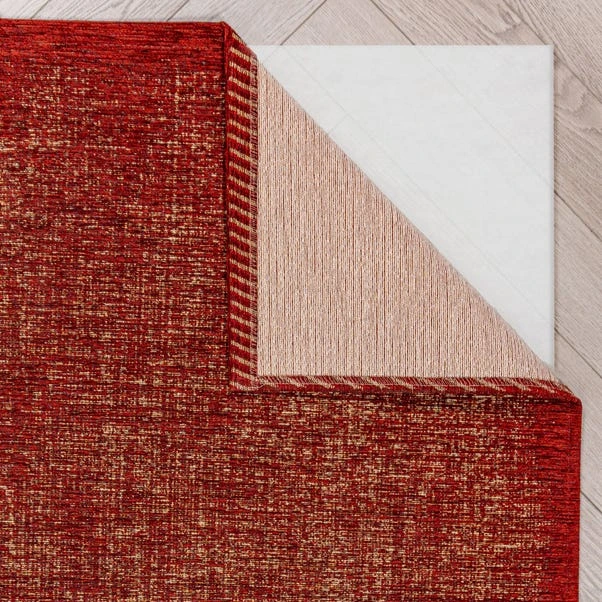 Soft textured chenille rug with ribbed design