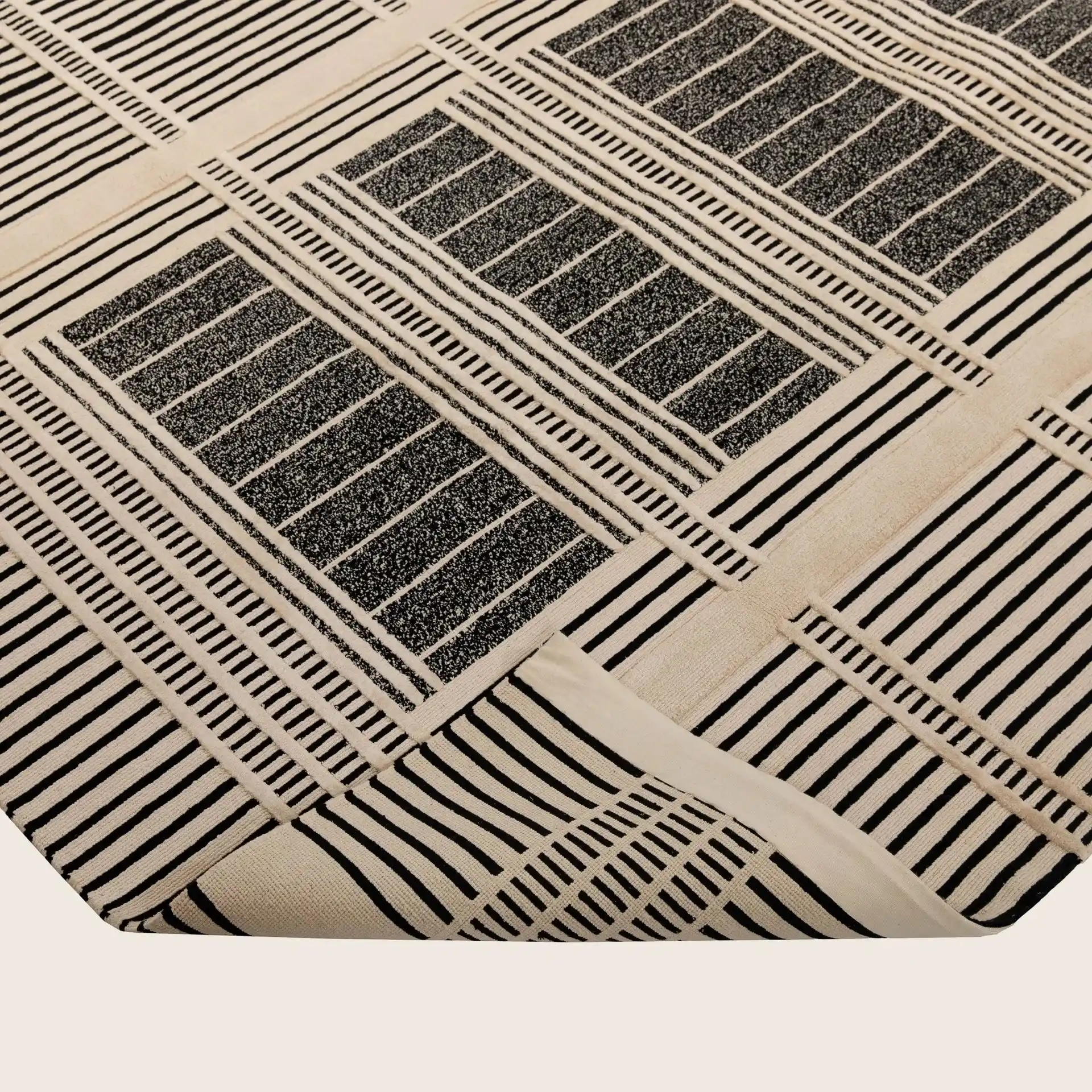 Black and white contemporary silk rug 8x10