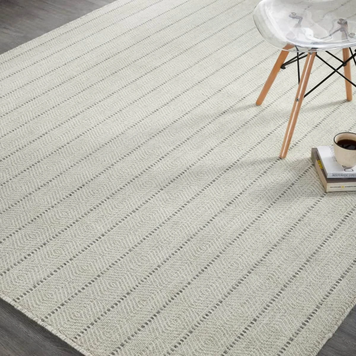 Cambria wool rug with diamond pattern in a modern interior