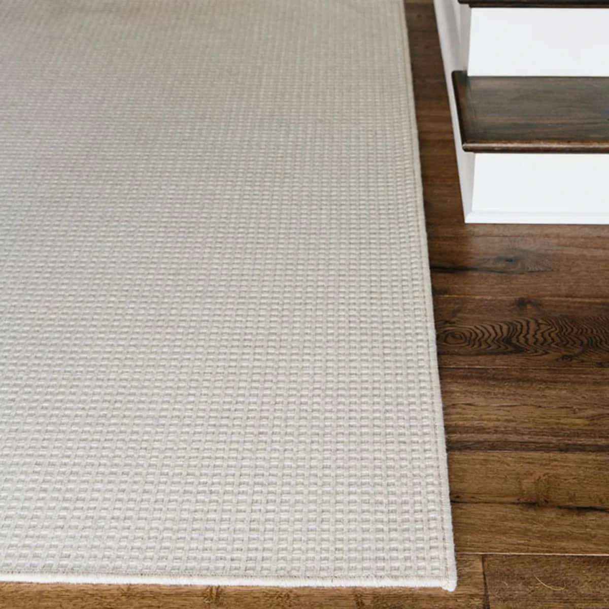 Neutral New England wool area rug in Harvest shade