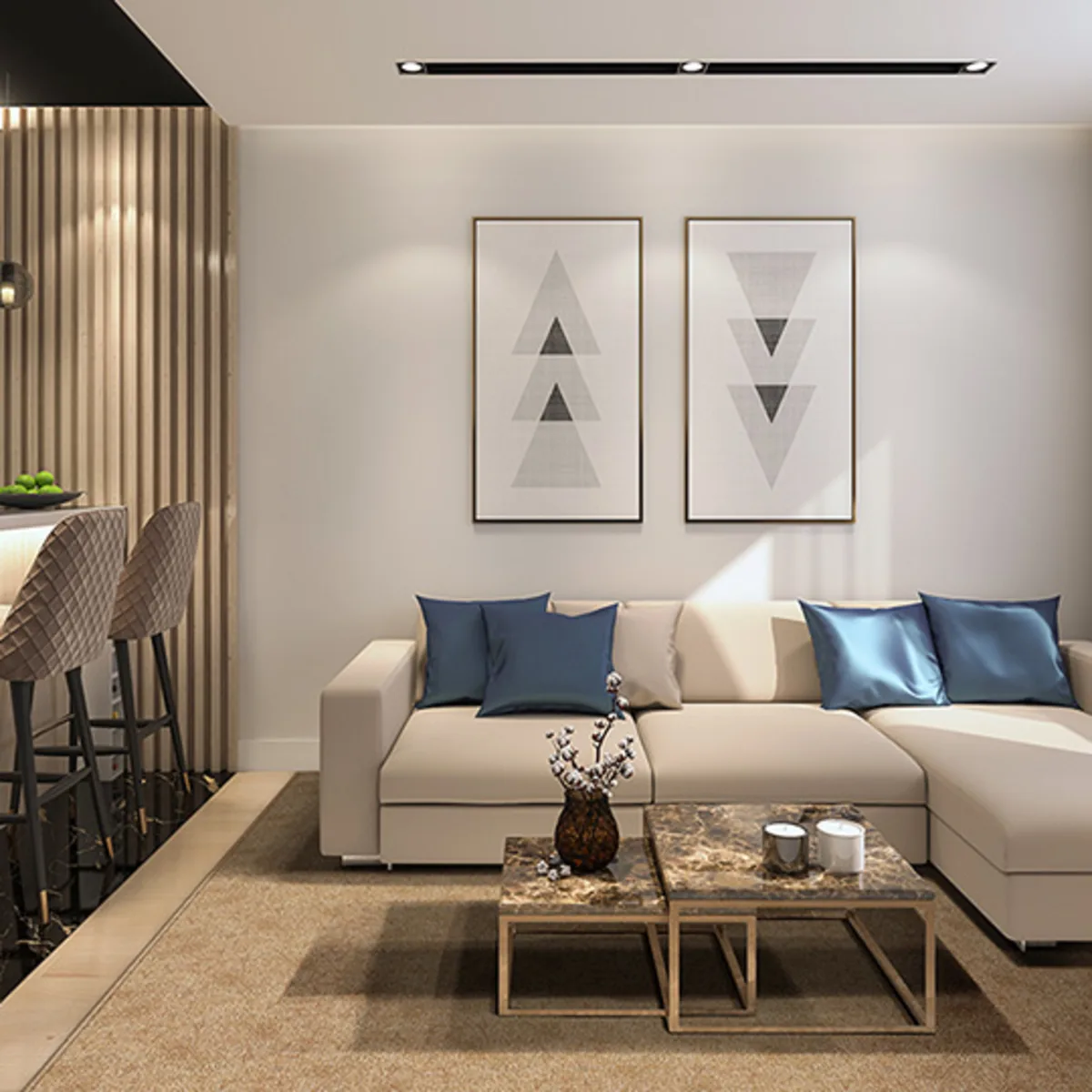 Textured natural wool carpet in a contemporary interior